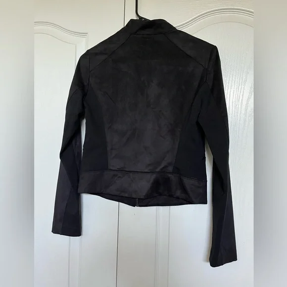 Elie Tahari Black suede Jacket Fitted Minimalist Design - Picture 2 of 4